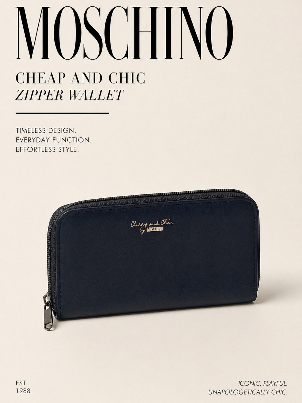 Moschino Cheap and Chic Black Zipper Wallet